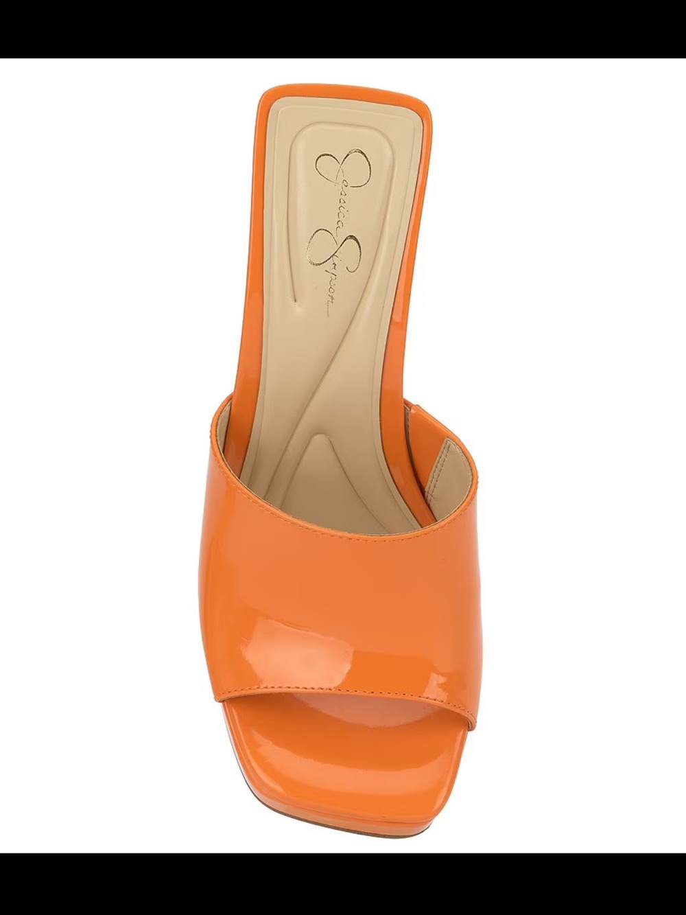 Jessica Simpson Orange Patent Platform Dress Slide Sandals